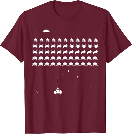 Retro Vintage video game space shooter arcade T-Shirt - T-Shirt | Maroon