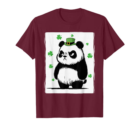 Grumpy Panda St Patty's Shamrock Funny St Patrick's Day T-Shirt - T-Shirt | Maroon