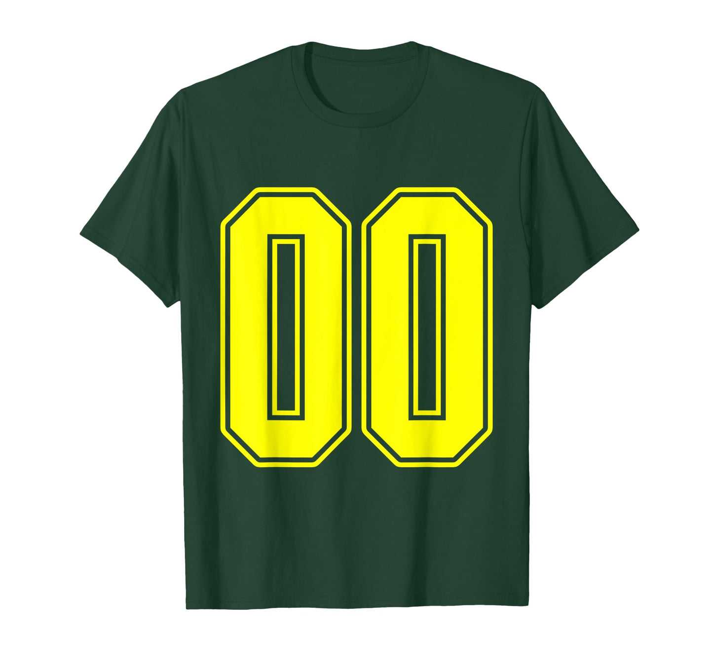#00 Yellow Outline Number 00 Sports Fan Jersey Style T-Shirt