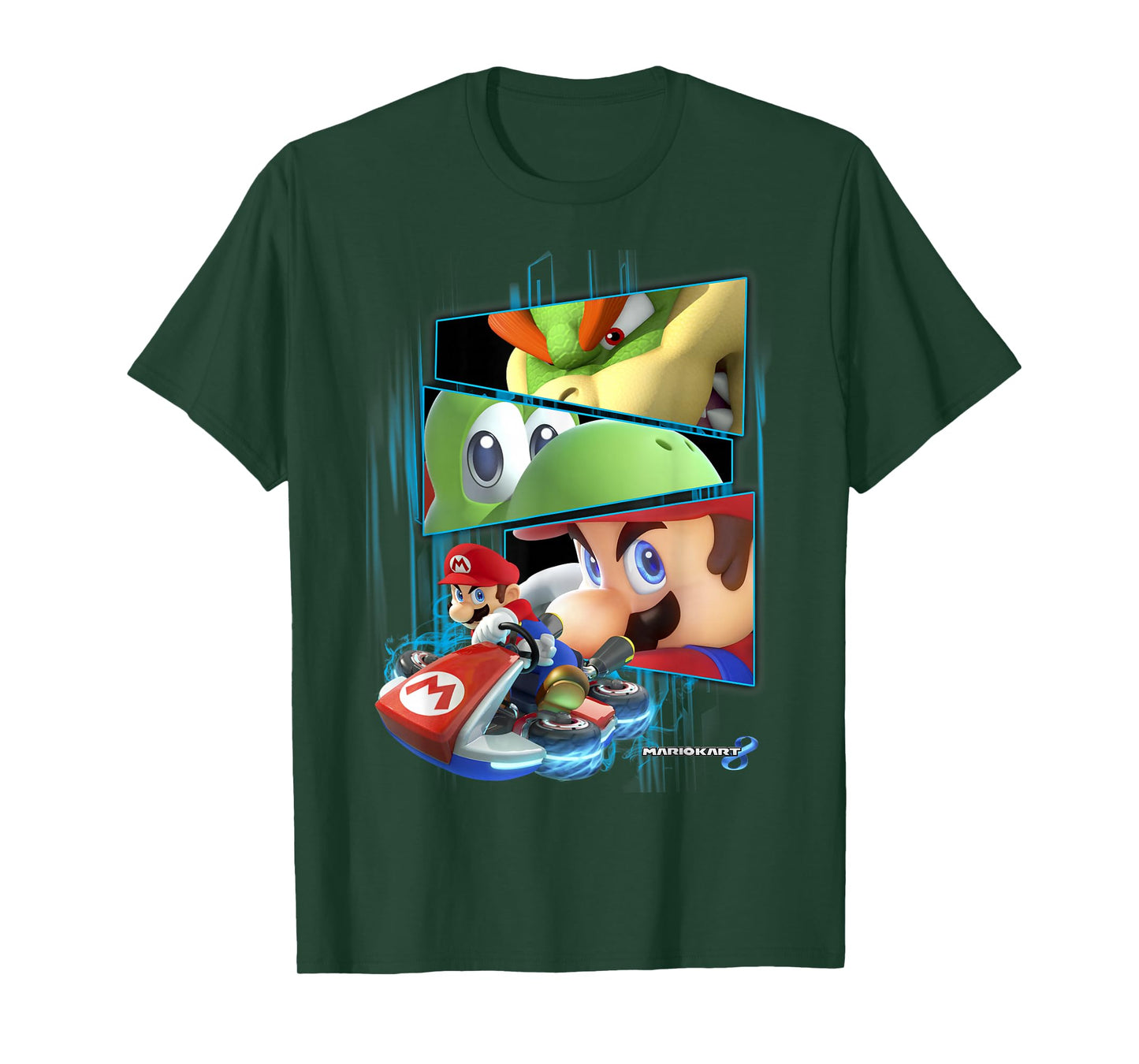 Nintendo Mario Kart 8 Yoshi Bowser Race Eyes Graphic T-Shirt T-Shirt