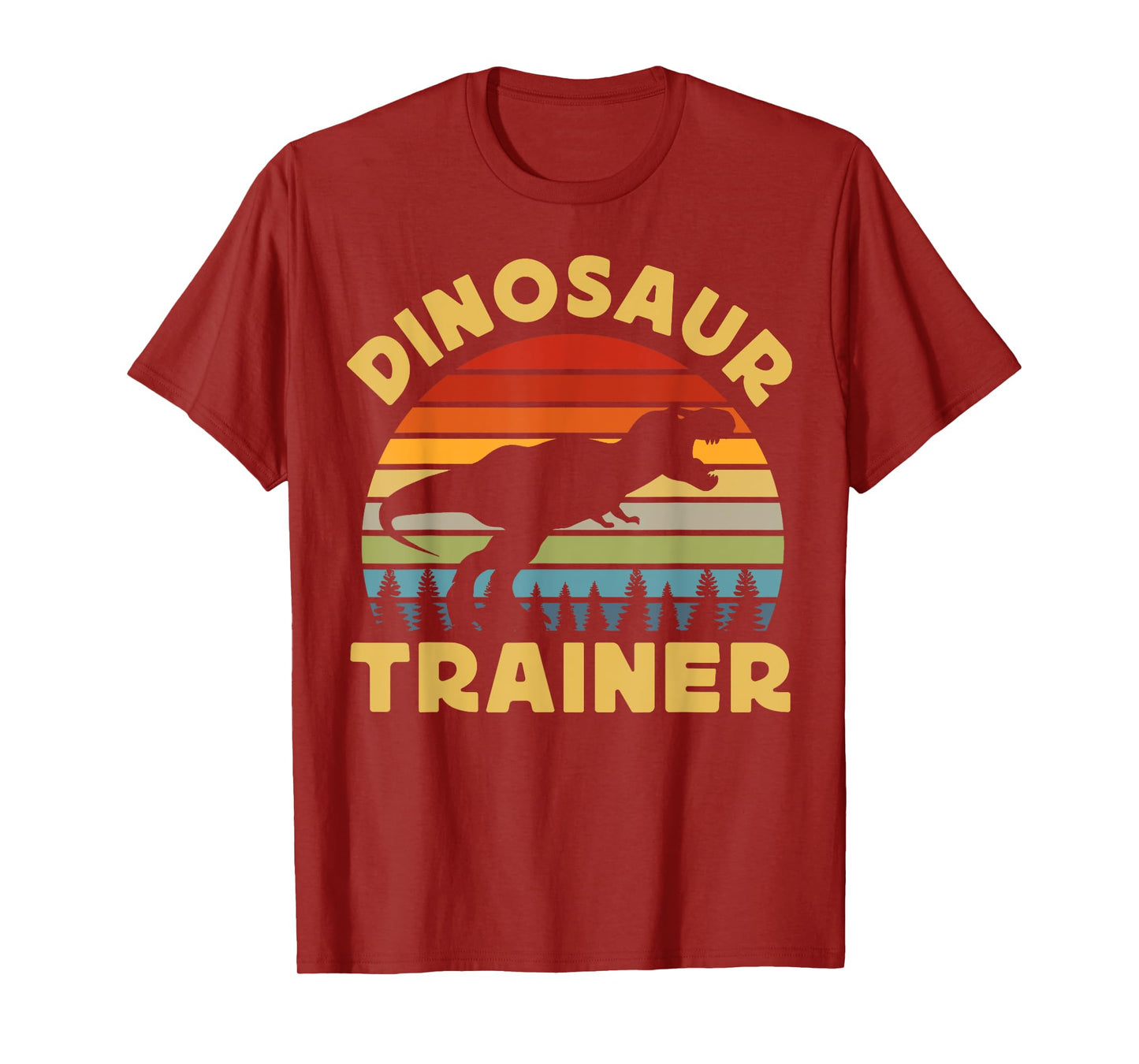 Dinosaur Trainer Halloween Costume Retro Sunset Dino Outline T-Shirt