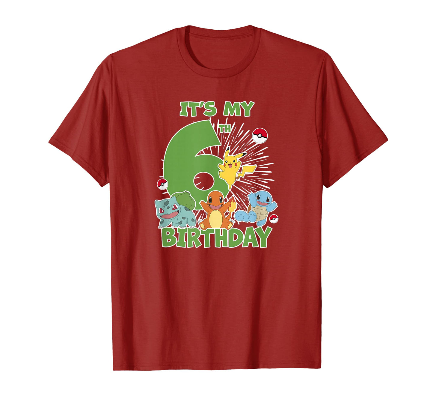 PokΓ©mon It's My 6th Birthday Kanto Starters Celebration T-Shirt