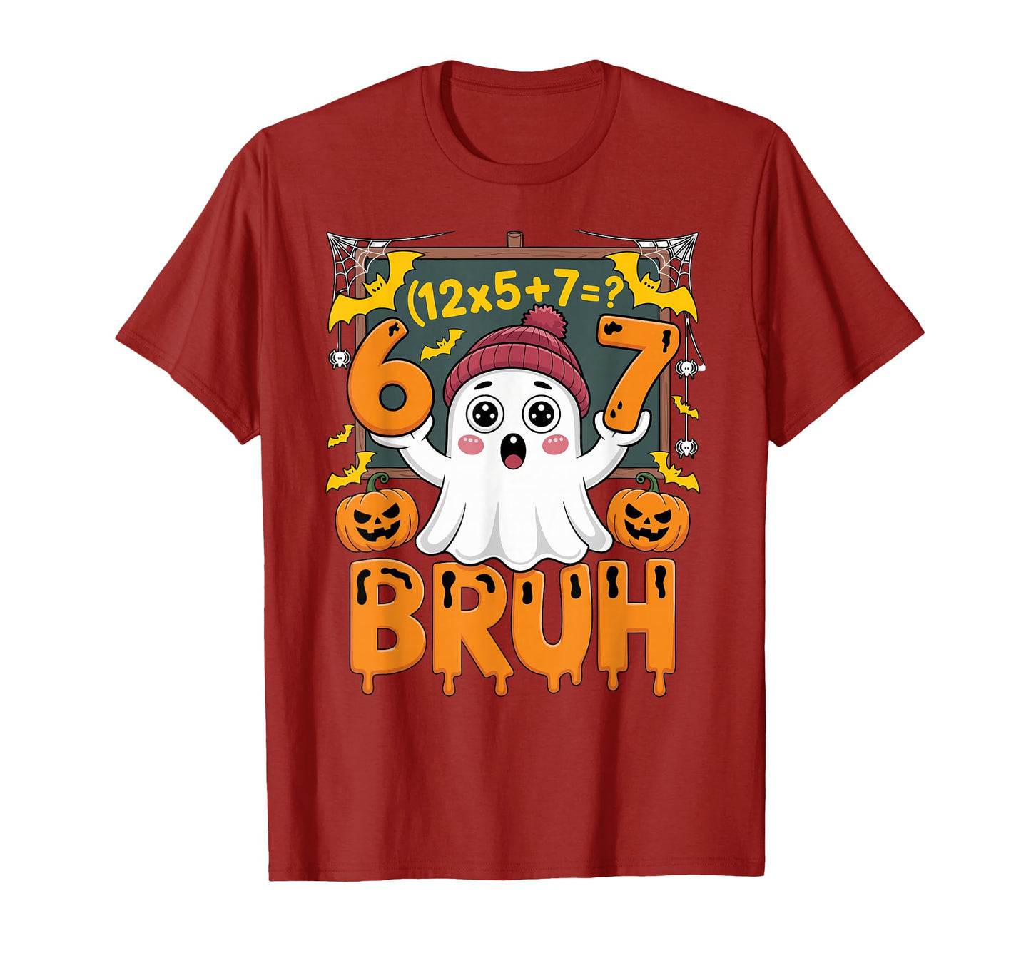 67 Teacher Halloween Ghost Six Seven Meme Math Humor Ghost T-Shirt