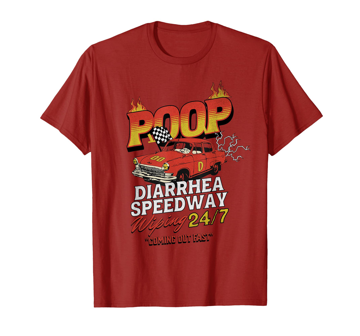 Funny Ironic Sarcastic Sayings Cynical Unique Tees Poop Diarrhea Speedway Wiping 24/7 Humor Meme Unisex-Adults T-Shirt Black X-Small Crew Neck Short Sleeve