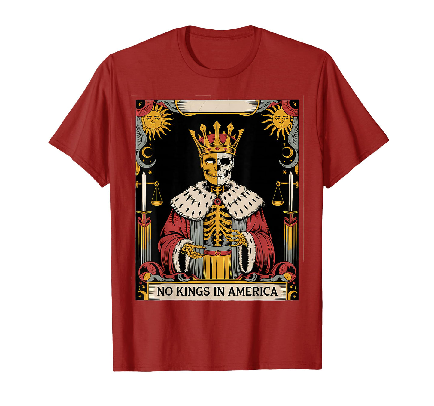 No Kings in America Shirt Protest Democracy Tarot Skeleton T-Shirt