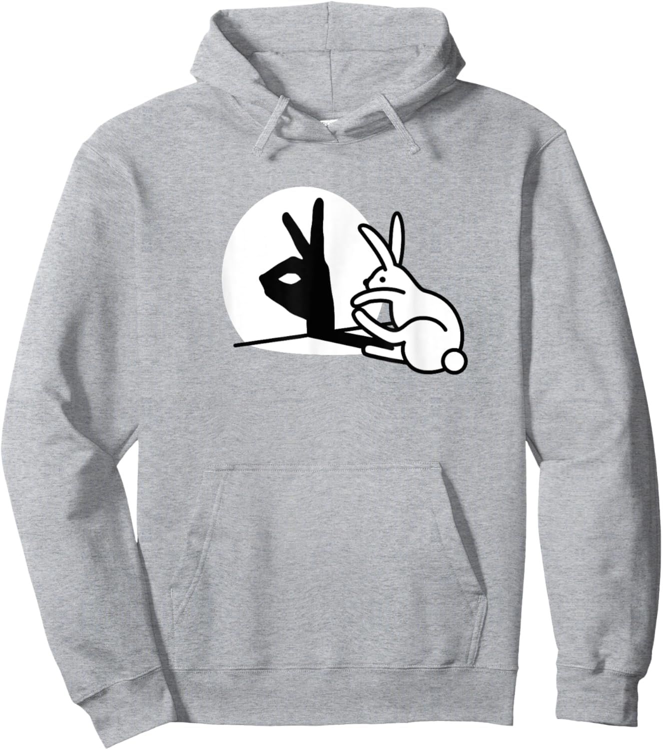 Funny Rabbit hand shadow puppets bunny figure pop art Hoodie - Hoodie | Ash