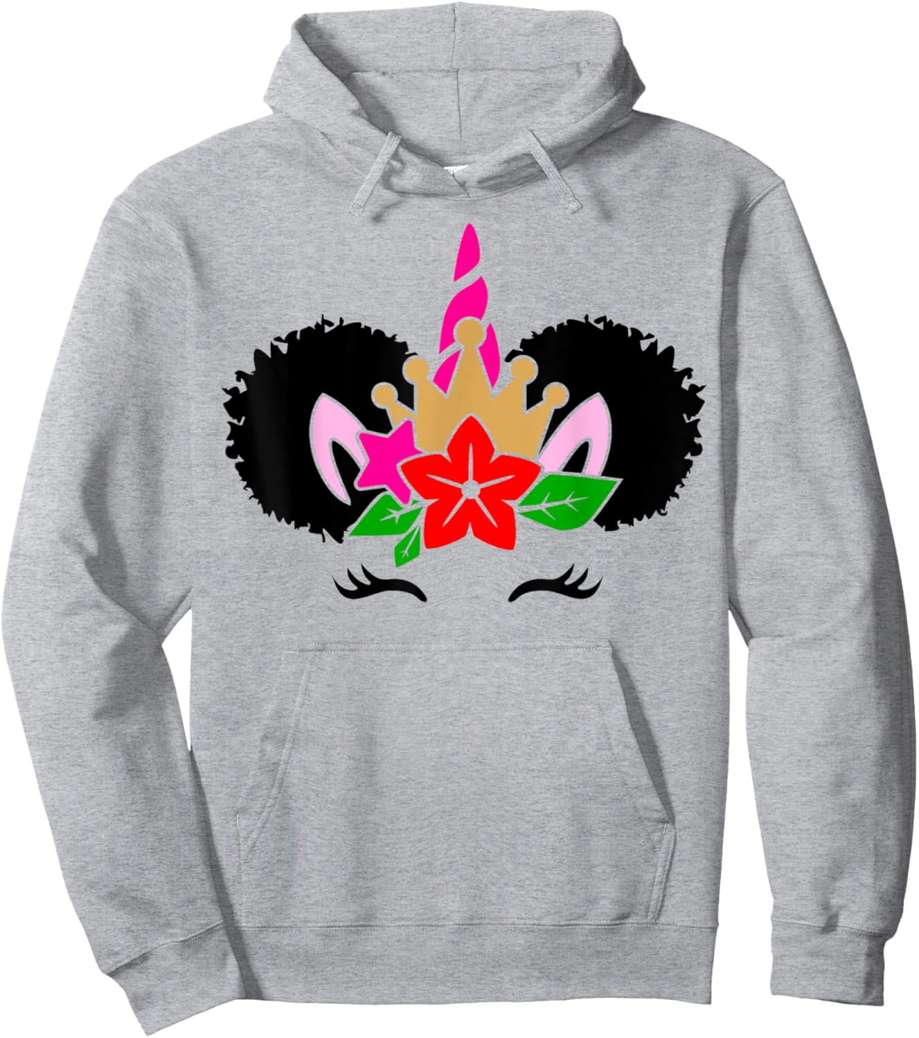 Black Girl Cute Unicorn Afro Hair Puffs Women Melanin Hoodie - Hoodie | Ash