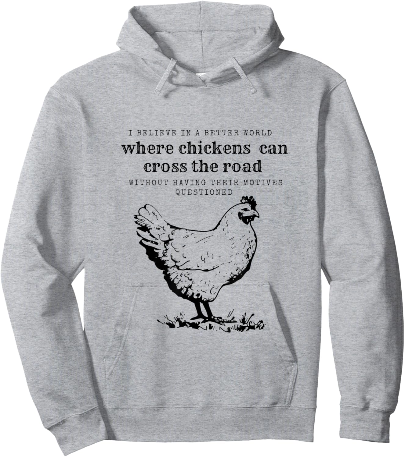 Chicken Humor-Chicken Crossing the Road Hoodie - Hoodie | Ash