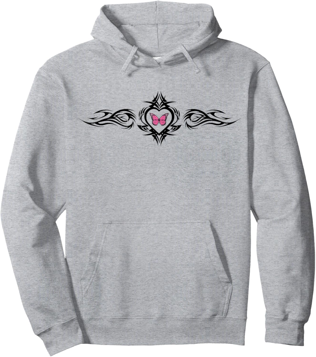 Butterfly Heart Tattoo Pink y2k Grunge Egirl Aesthetic Hoodie - Hoodie | Ash