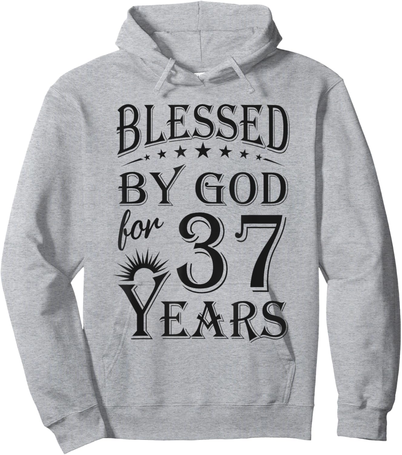 Vintage Blessed by God for 37 years Happy 37th Birthday Hoodie - Hoodie | Ash