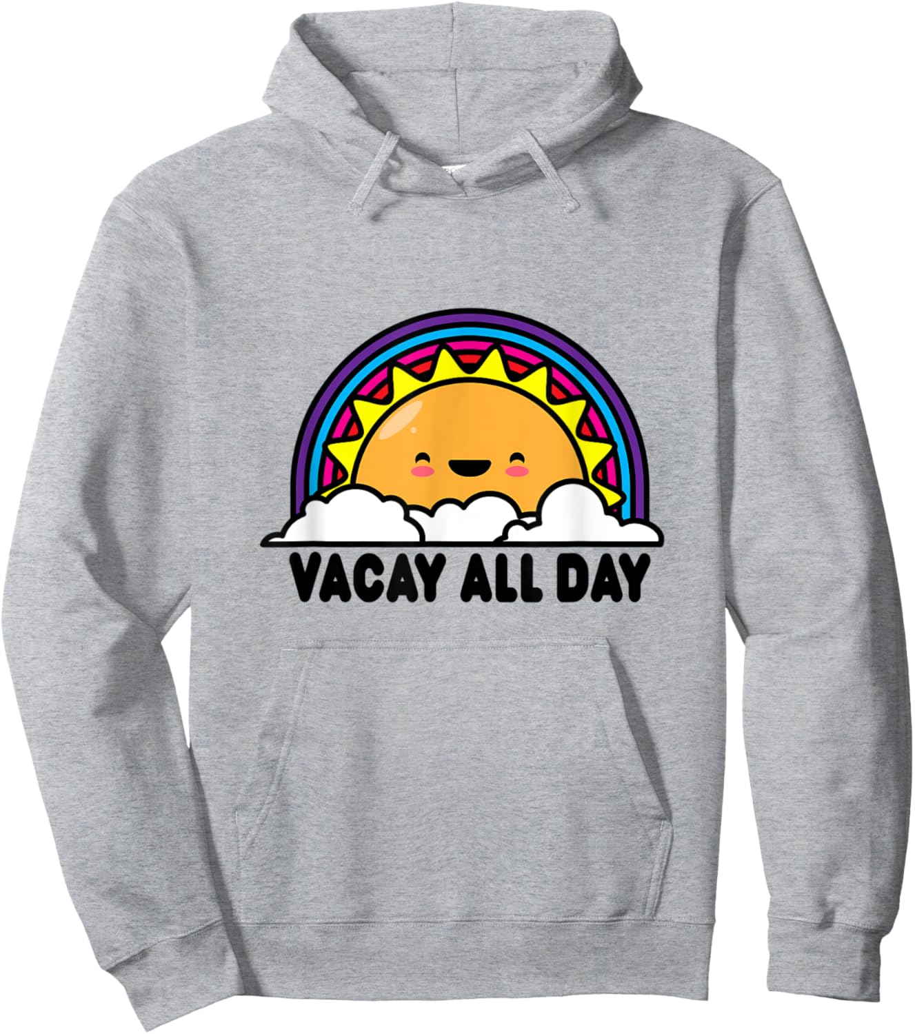 Vacay All Day Vacation Shirts Sun Rainbow Hoodie - Hoodie | Ash