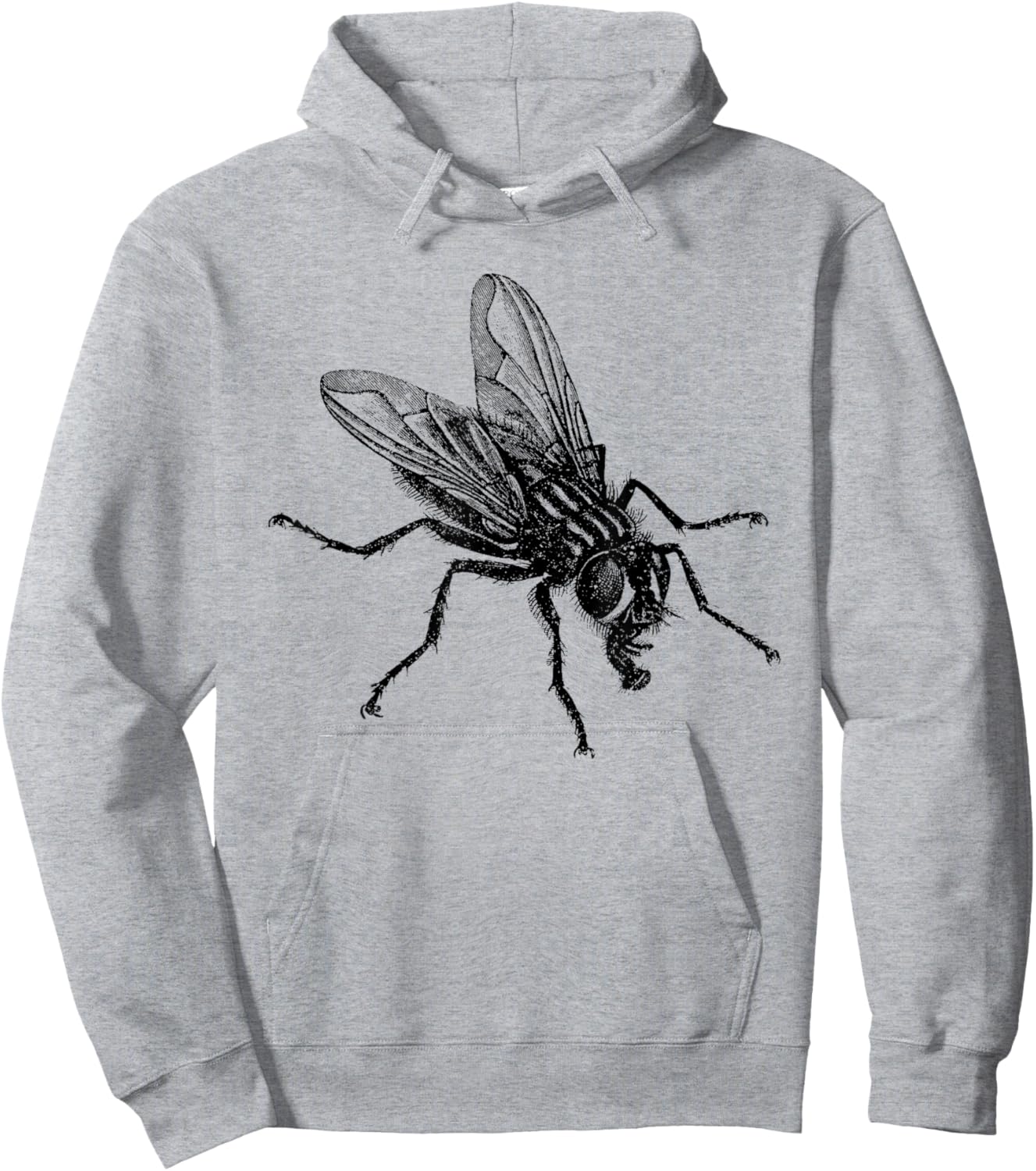 Vintage Housefly Print Hoodie - Hoodie | Ash