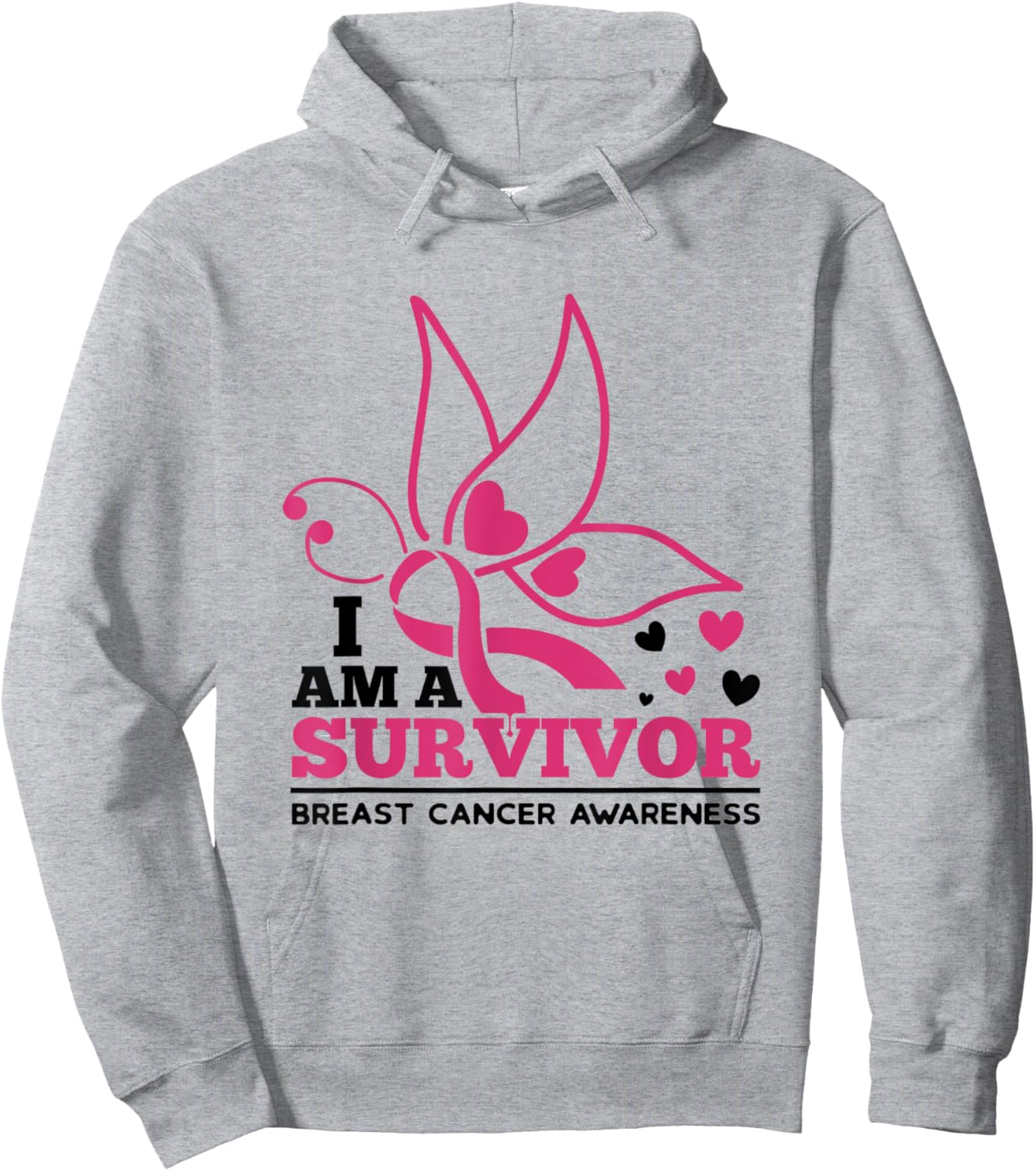 I Am A Survivor Pink Ribbon October Breast Cancer Awareness Hoodie - Hoodie | Ash