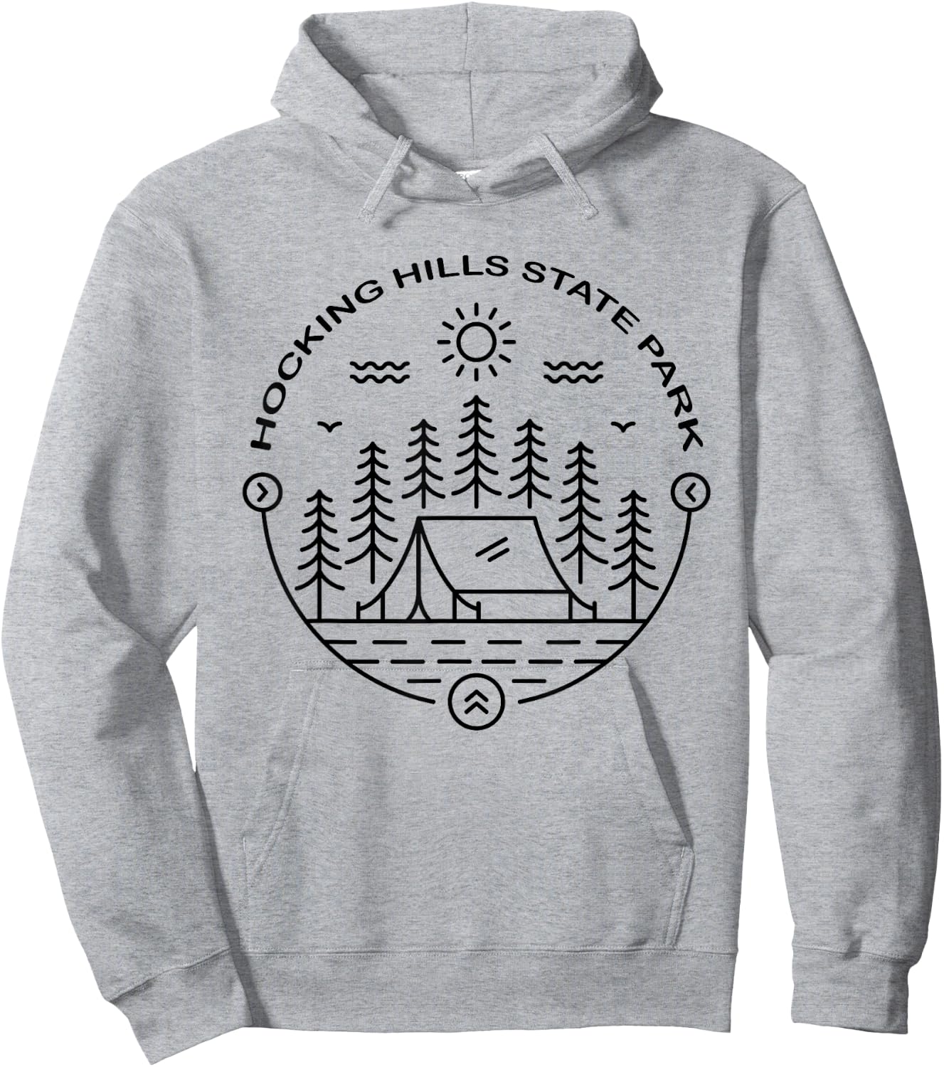 Retro Hocking Hills, Park Logan Ohio, Mountains Hiking OH Hoodie - Hoodie | Ash