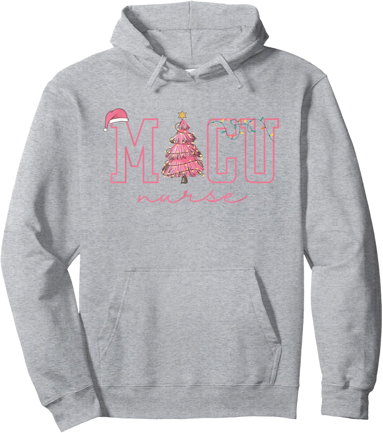 MICU Nurse Pink Christmas Medical Intensive Care Unit Xmas Hoodie - Hoodie | Ash