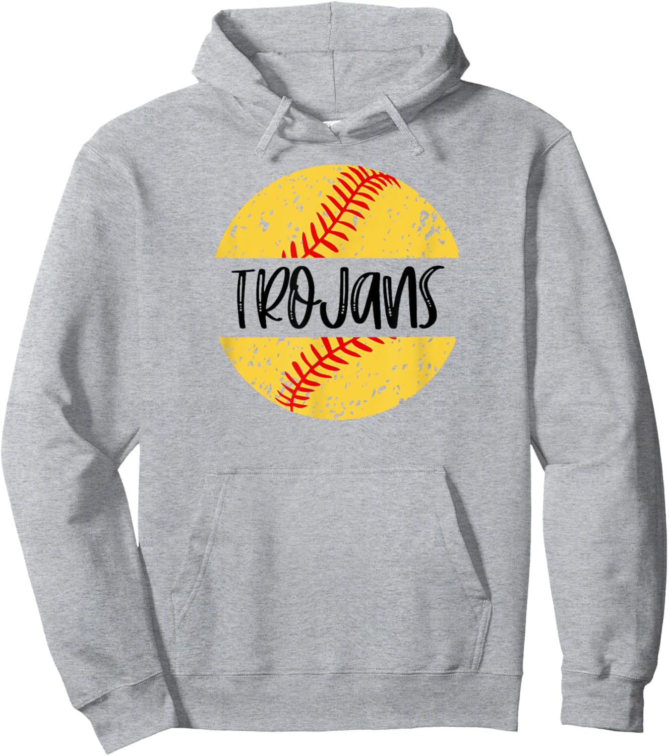 Trojans Softball Team Mascot School Spirit Game Day Hoodie - Hoodie | Ash