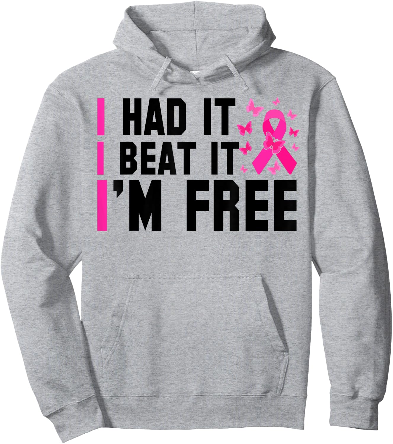 Cancer I Had It I Beat It I'm Free Breast Cancer Survivor Hoodie - Hoodie | Ash