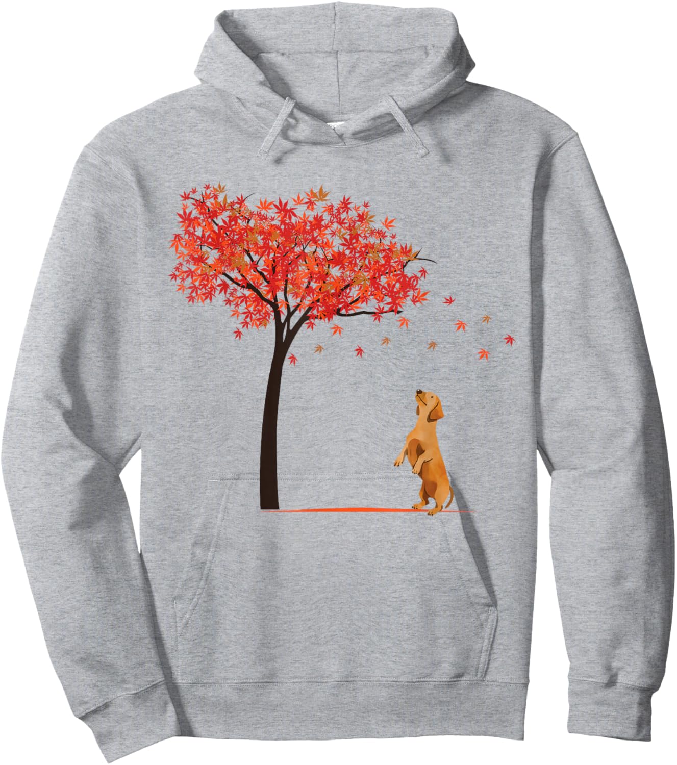 Dachshund Maple Tree Thanksgiving Day Cute Dog Doxie Fall Hoodie - Hoodie | Ash