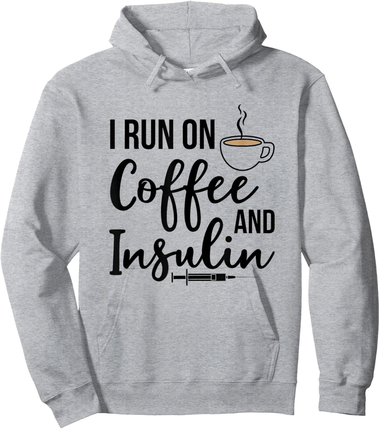 Type 1 Diabetes I Run On Coffee & Insulin T1D Diabetic Hoodie - Hoodie | Ash