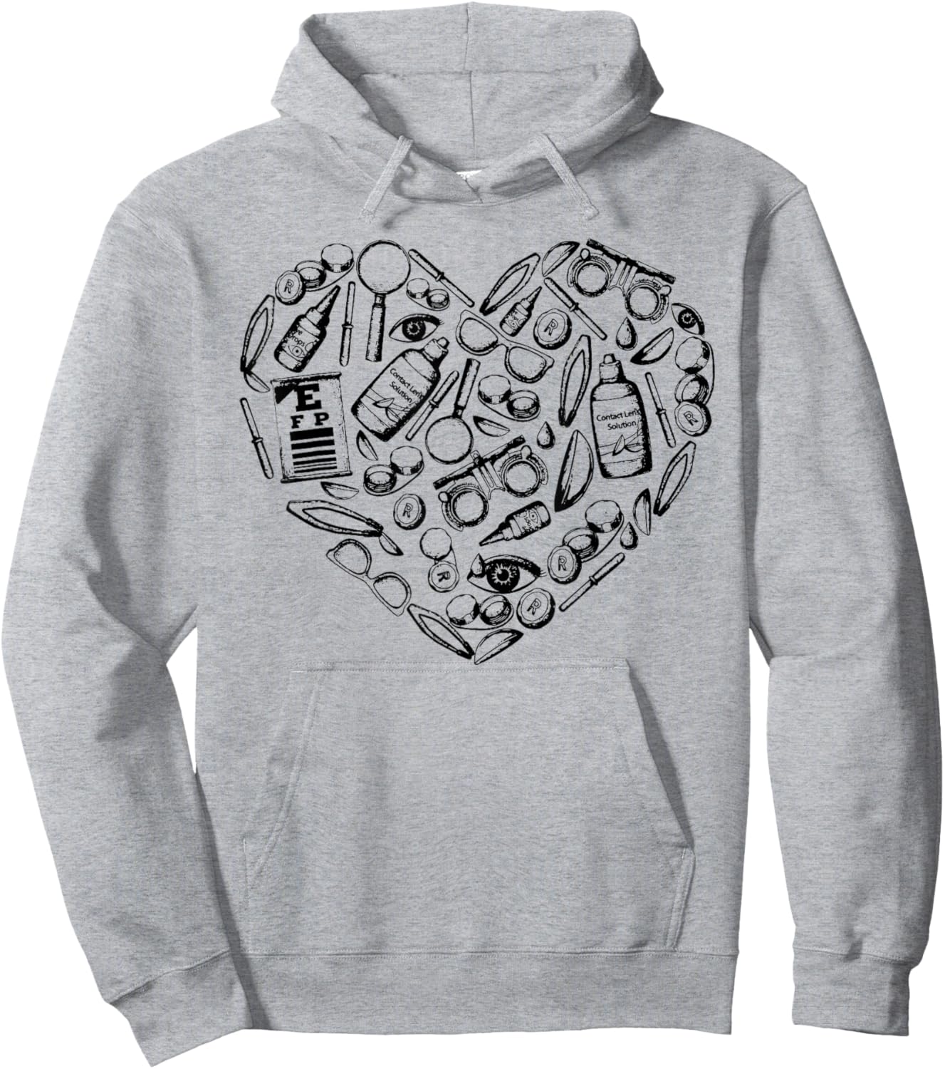 Optometry Symbols Heart, Eyeglasses Spectacles, Optician Lif Hoodie - Hoodie | Ash