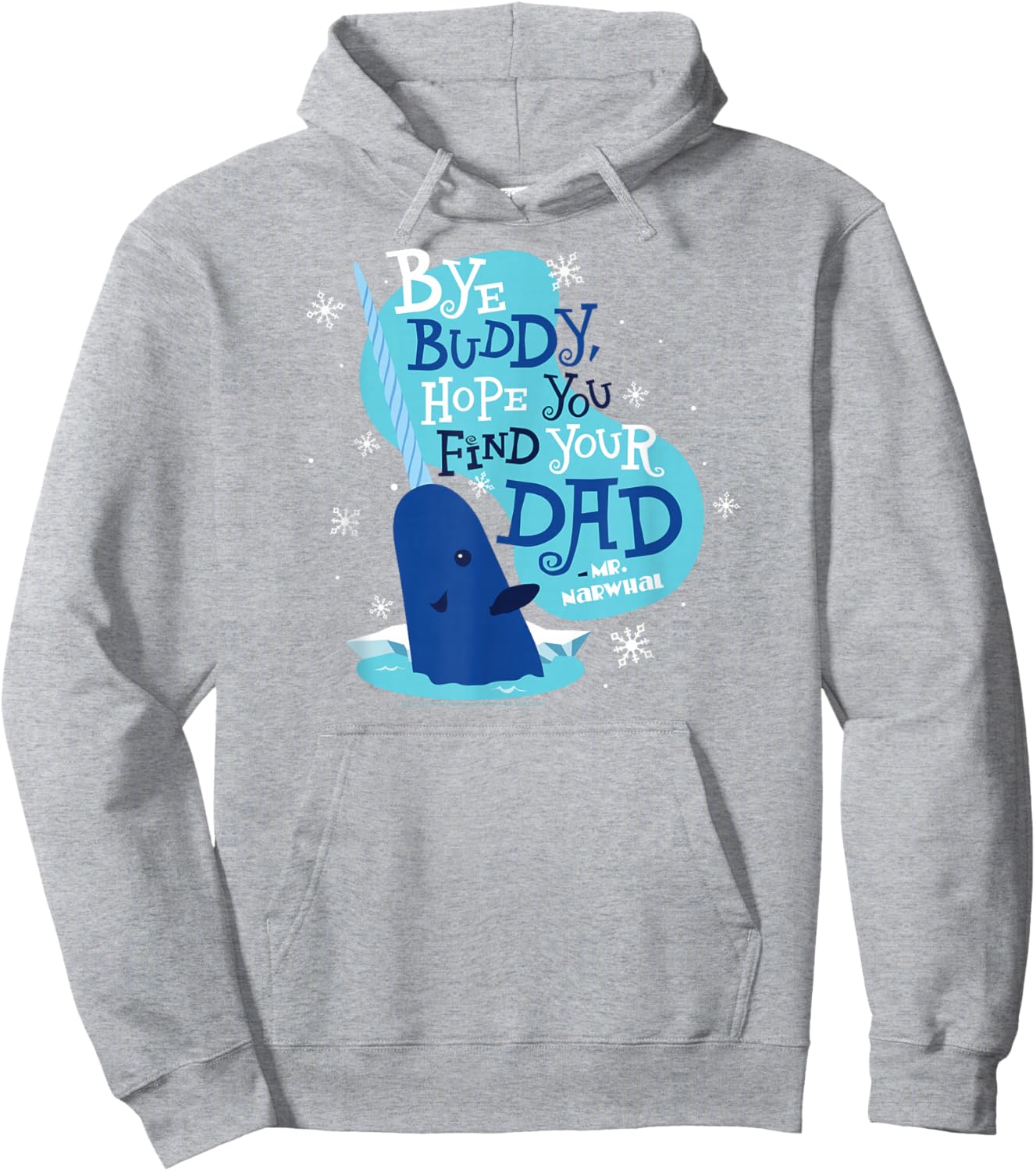 Elf Bye Buddy Narwhal Color Illustration Funny Christmas Hoodie - Hoodie | Ash