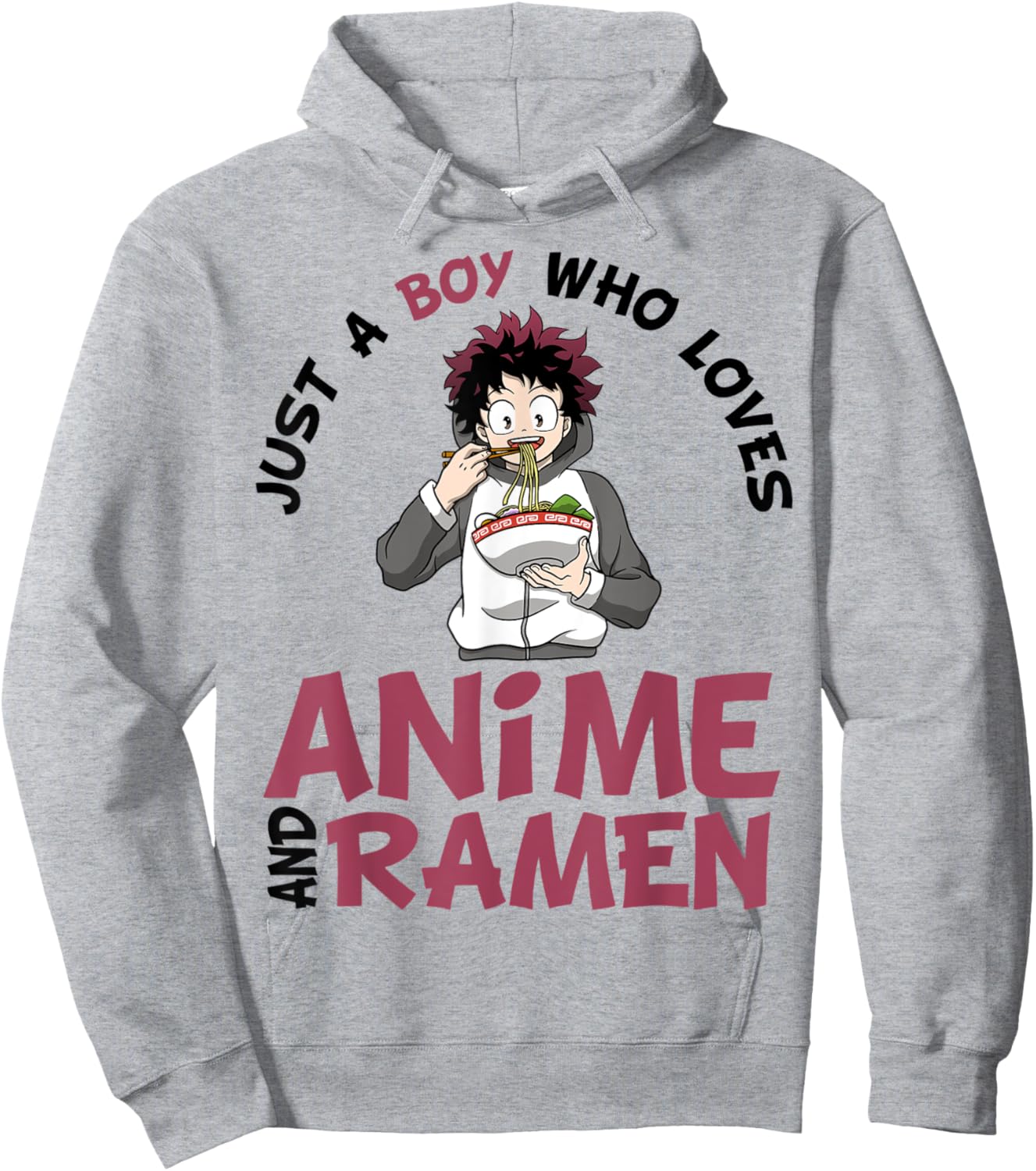 Just a Boy Who Loves Anime and Ramen Men Teen Boys Hoodie - Hoodie | Ash