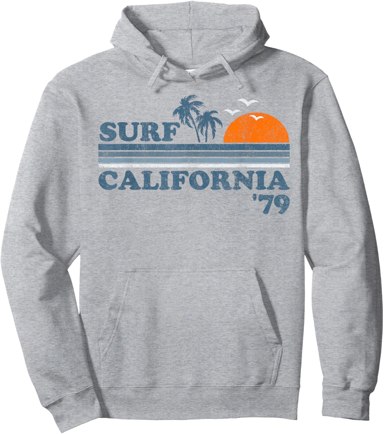 Vintage Surf California Beach Retro Sunset Surf 70's Gift Hoodie - Hoodie | Ash