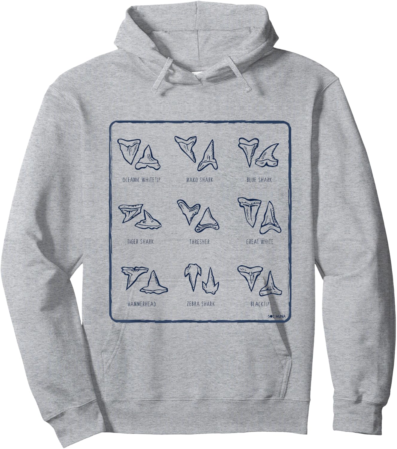 Shark Tooth Collector Chart - Various Shark Teeth Hoodie - Hoodie | Ash