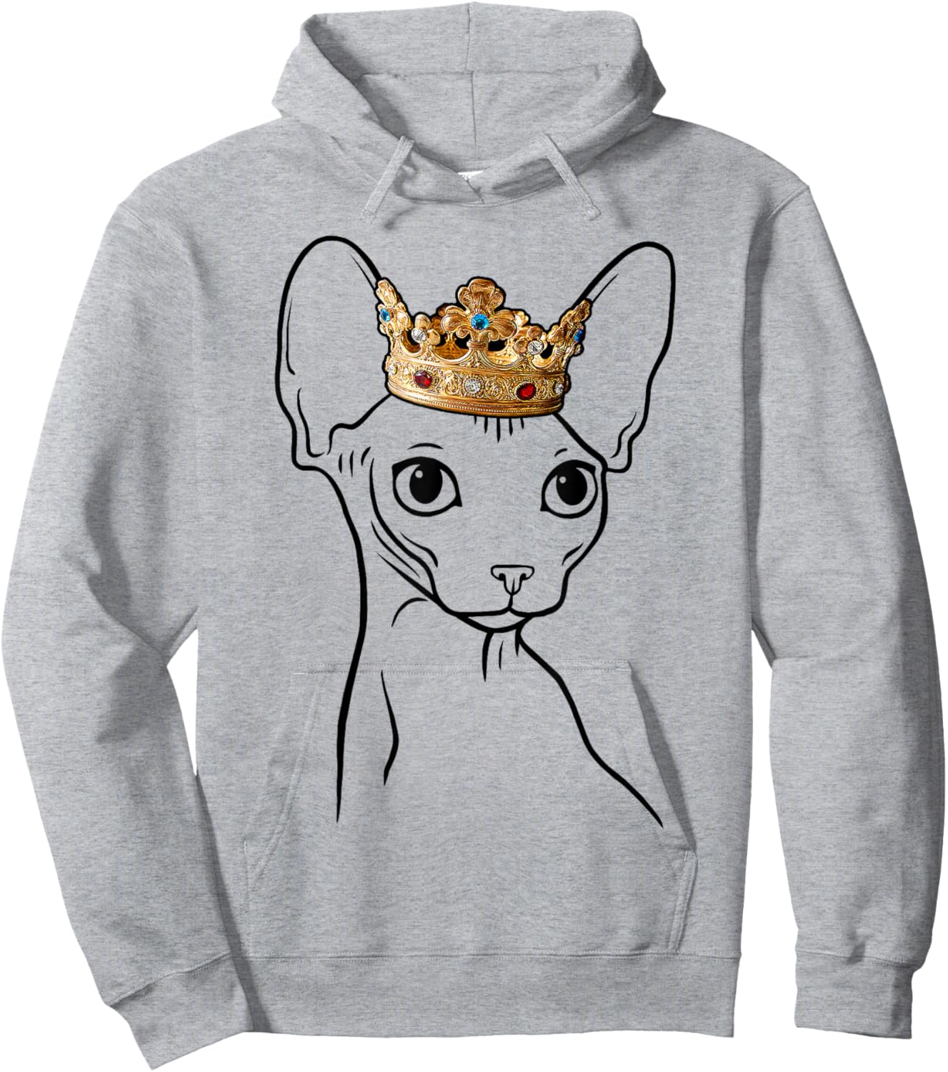 Sphynx Cat Wearing Crown Men Women Girls Kids Hoodie - Hoodie | Ash