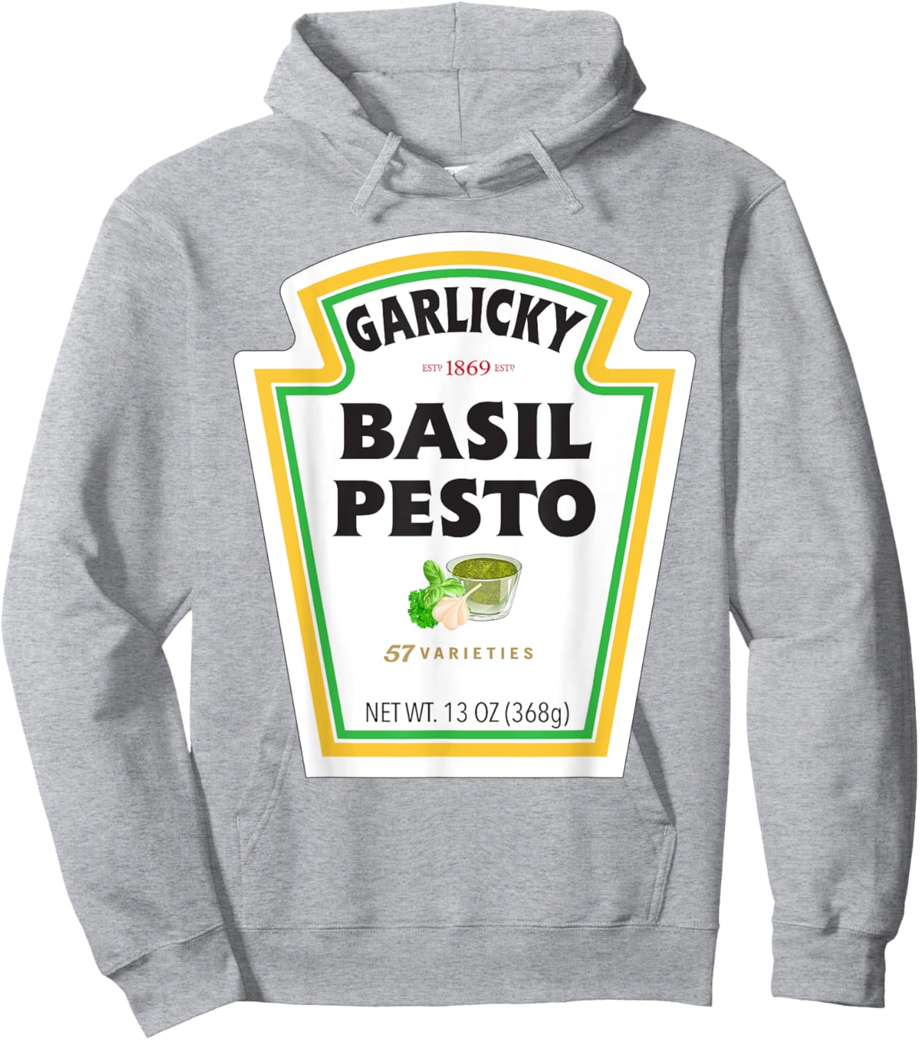 Basil Pesto Sauce Bottle Label Funny Halloween Costume Hoodie - Hoodie | Ash