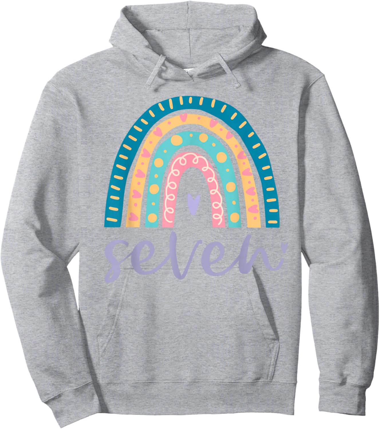 Seven Year Old Rainbow 7th Birthday Gifts for Girls 7 Bday Hoodie - Hoodie | Ash