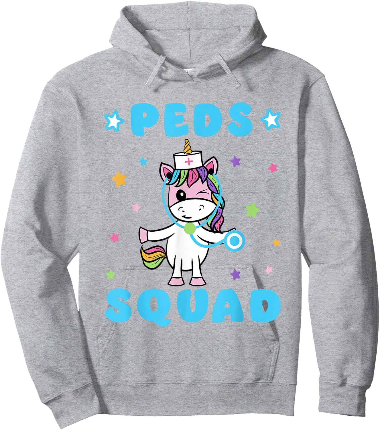 Peds Squad Pediatric Nurse - Funny Unicorn Stethoscope Hoodie - Hoodie | Ash