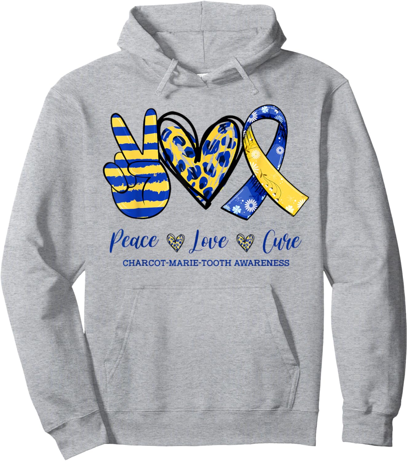 Peace Love Cure CMT Awareness 2022 Hoodie - Hoodie | Ash