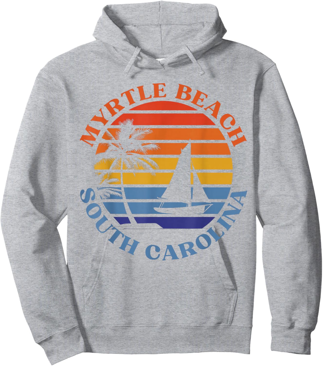 Myrtle Beach South Carolina Summer Vacation Retro Sunset Hoodie - Hoodie | Ash