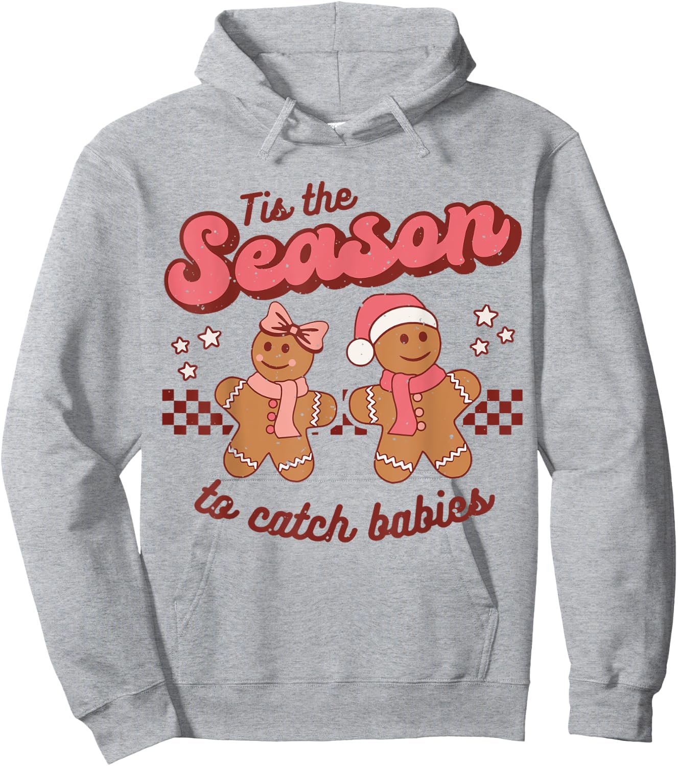 Christmas Labor And Delivery Postpartum Nurse Retro Midwife Hoodie - Hoodie | Ash