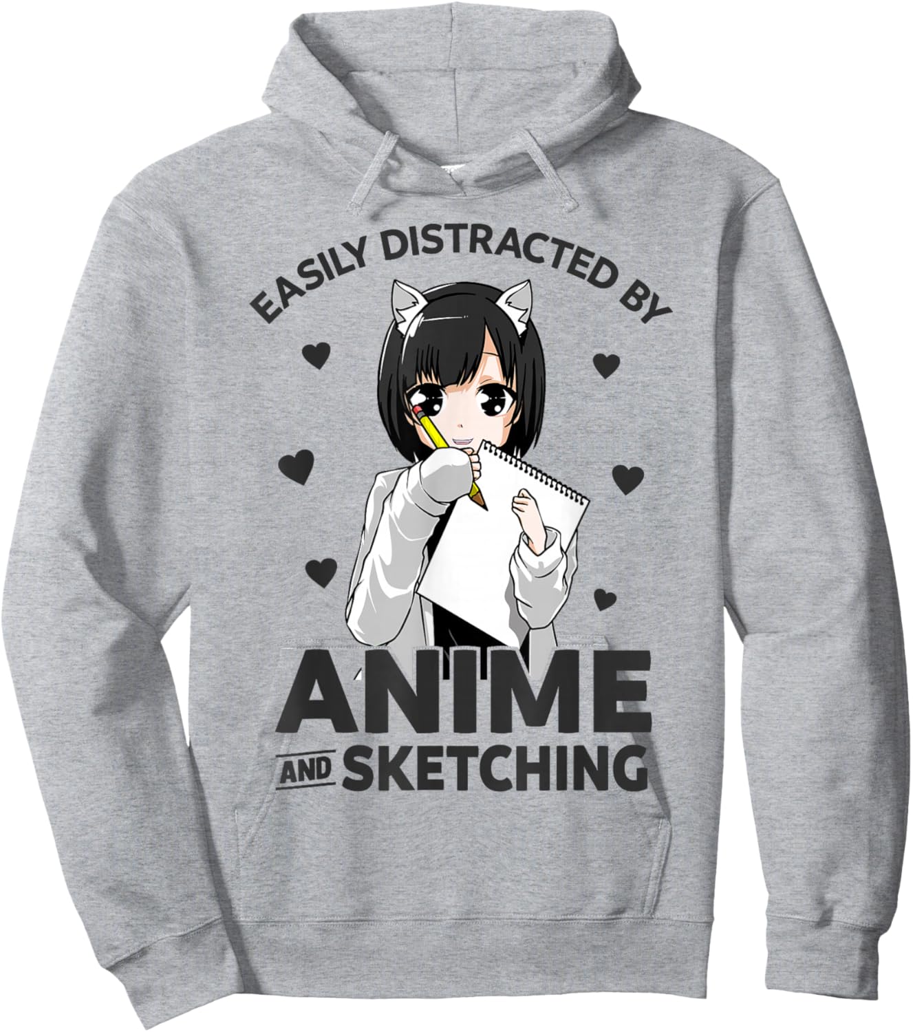 Easily Distracted By Anime and Sketching Anime Girl Drawing Hoodie - Hoodie | Ash