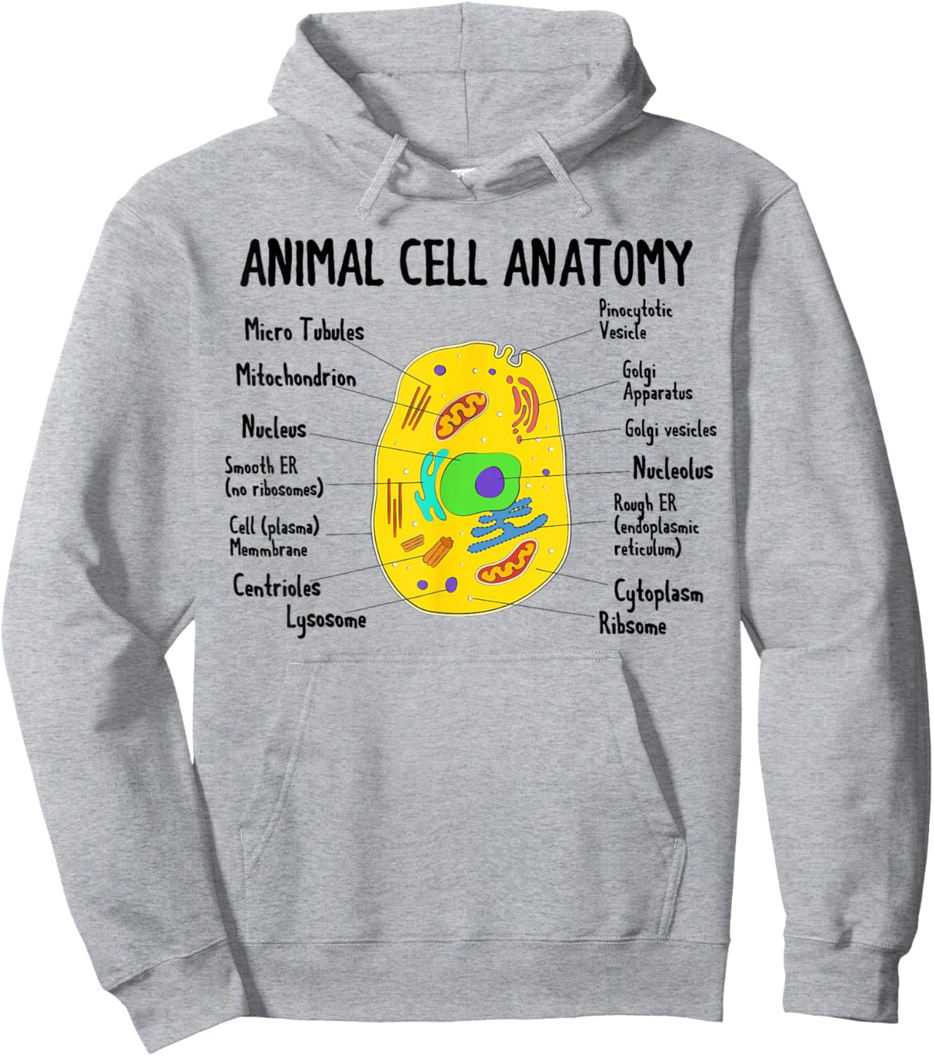 Anatomy Of Animal Cell Biology Biologist Science Student Hoodie - Hoodie | Ash