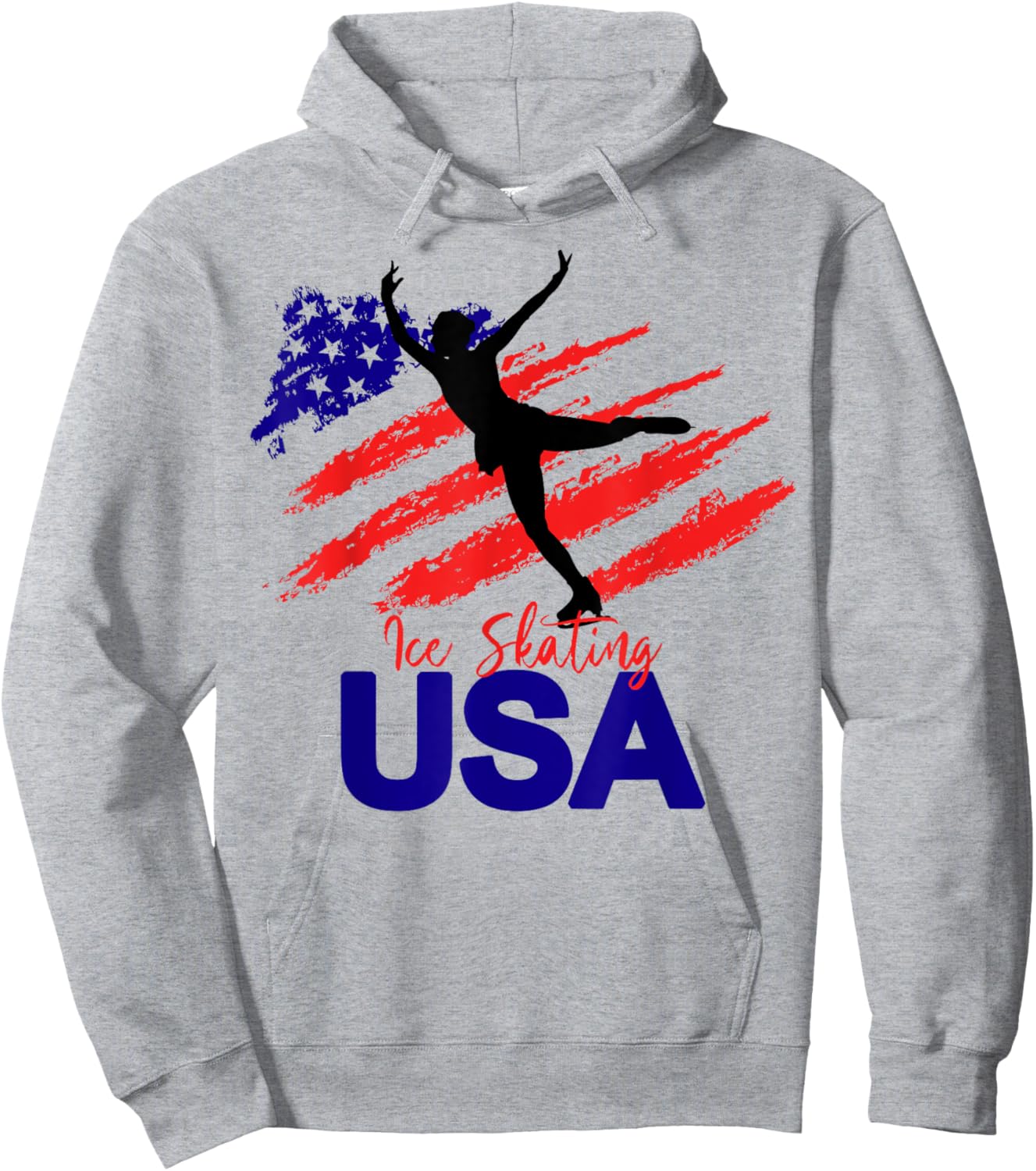 Ice Skating Dance USA Flag Support The Team Hoodie - Hoodie | Ash