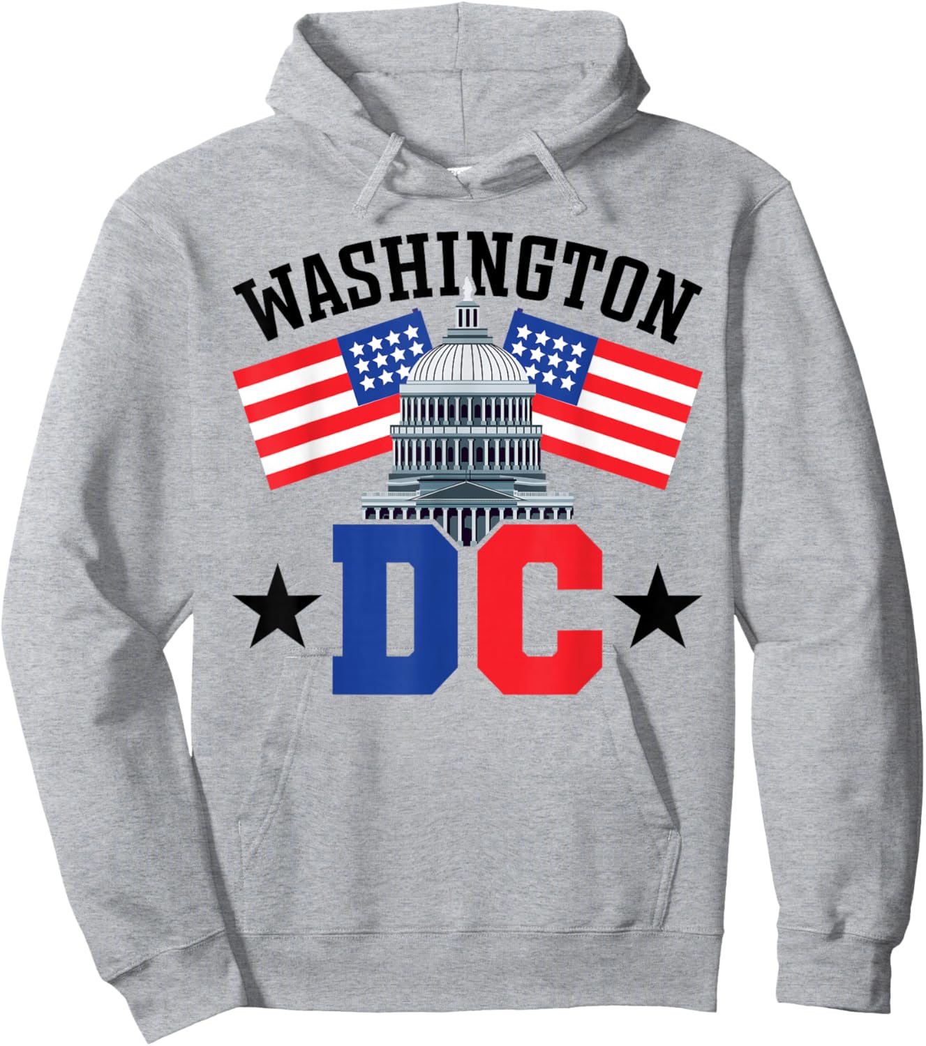 Washington DC Capitol Hill American Flag USA Pride Souvenir Hoodie - Hoodie | Ash