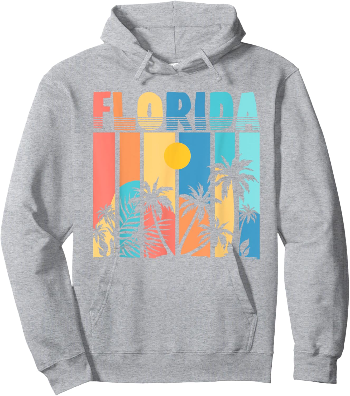 Retro FL Palm Trees Summer Vibes Tropical Miami Florida Men Women Kids Hoodie - Hoodie | Ash