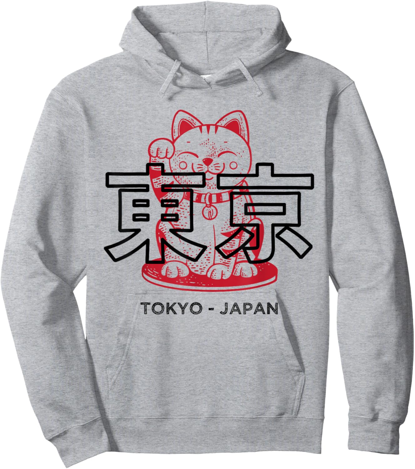 Maneki Neko Shirt Japanese Lucky Cat Anime Tokyo Japan Hoodie - Hoodie | Ash