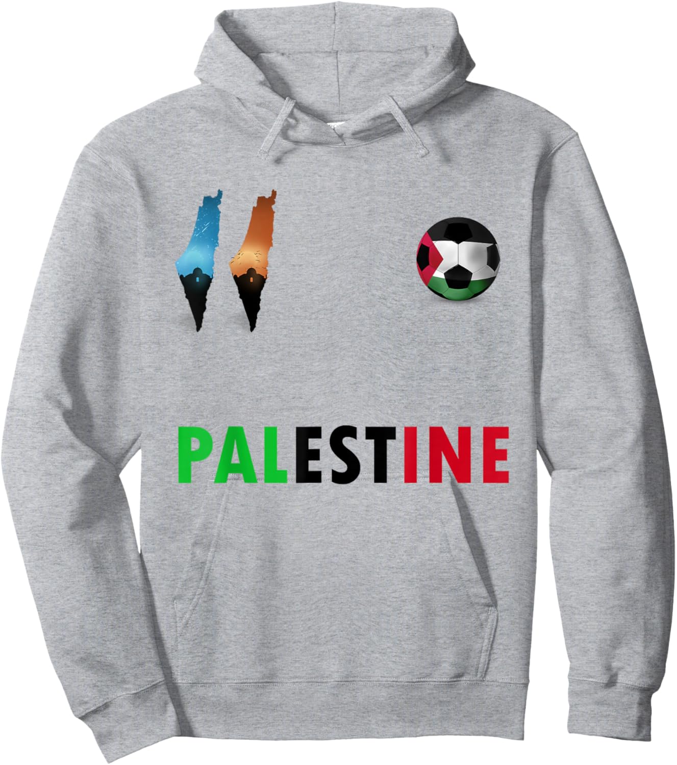 Palestine Football Fans Jersey Palestinian Ball Flag Quds Hoodie - Hoodie | Ash