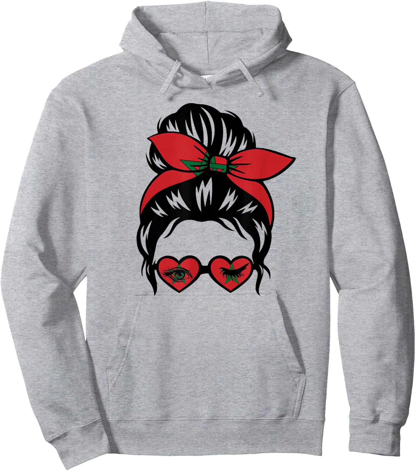 Moroccan Flag Morocco Soccer Jersey Women Boys Girls Hoodie - Hoodie | Ash