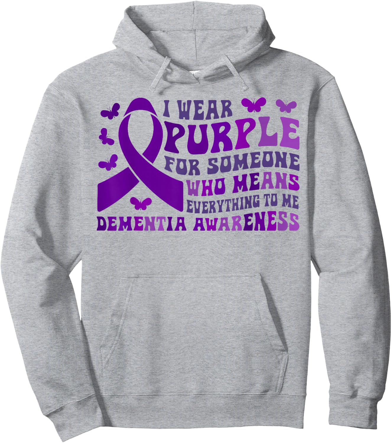Alzheimer's Awareness I Wear Purple For Someone Butterfly Hoodie - Hoodie | Ash
