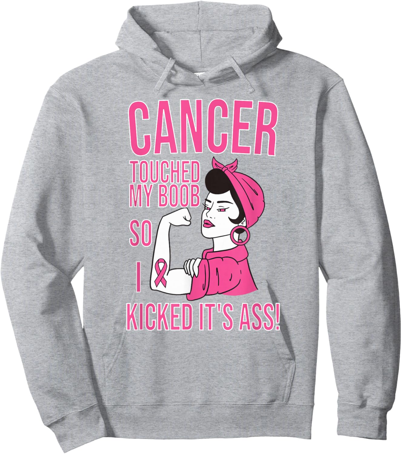 Cancer Touched My Boob So I Kicked Its Breast Cancer Hoodie - Hoodie | Ash