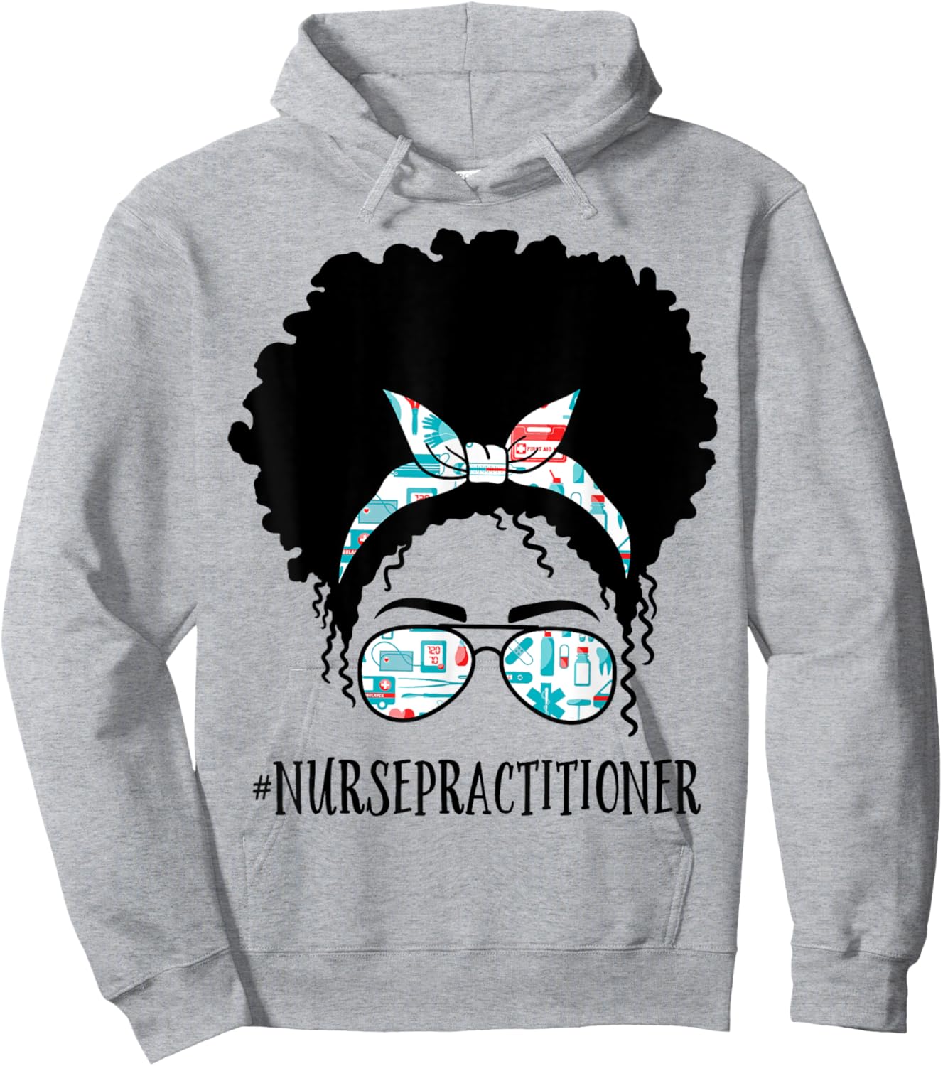 Nurse Practitioner Black Afro Messy Bun African American Hoodie - Hoodie | Ash