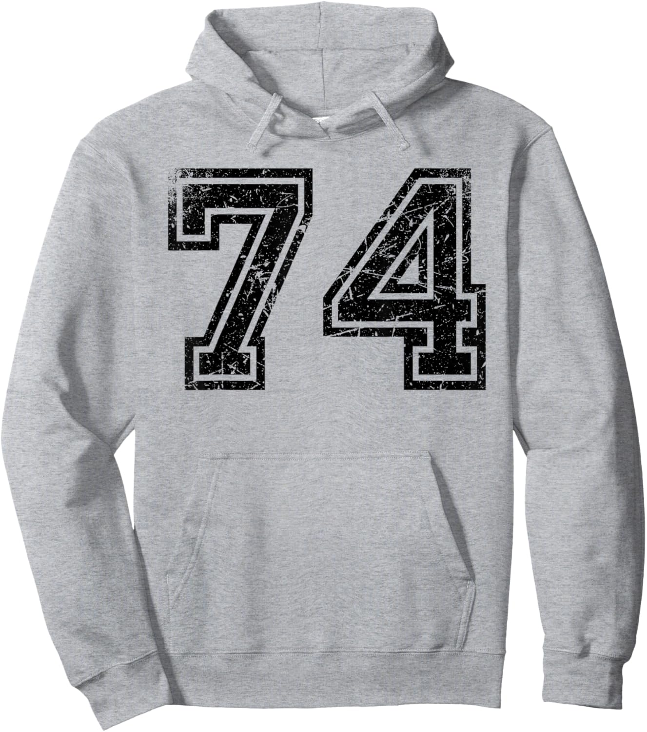 Vintage Number #74 Black Sports Team Number Hoodie - Hoodie | Ash
