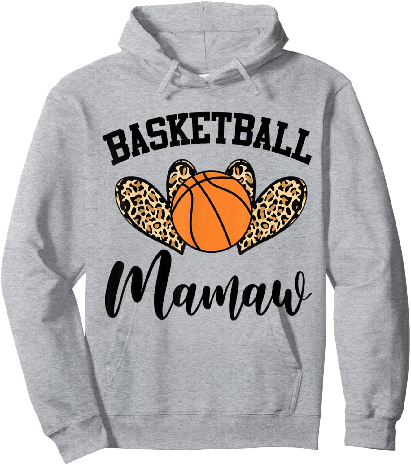 Basketball Mamaw Leopard Heart Funny Hoodie - Hoodie | Ash