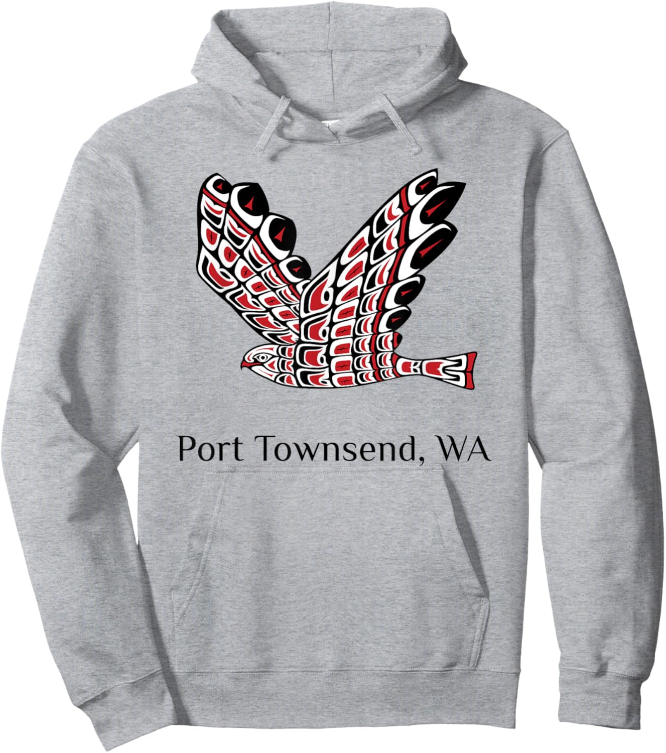 Port Townsend WA Red Tail Hawk Native American Indian Hoodie - Hoodie | Ash