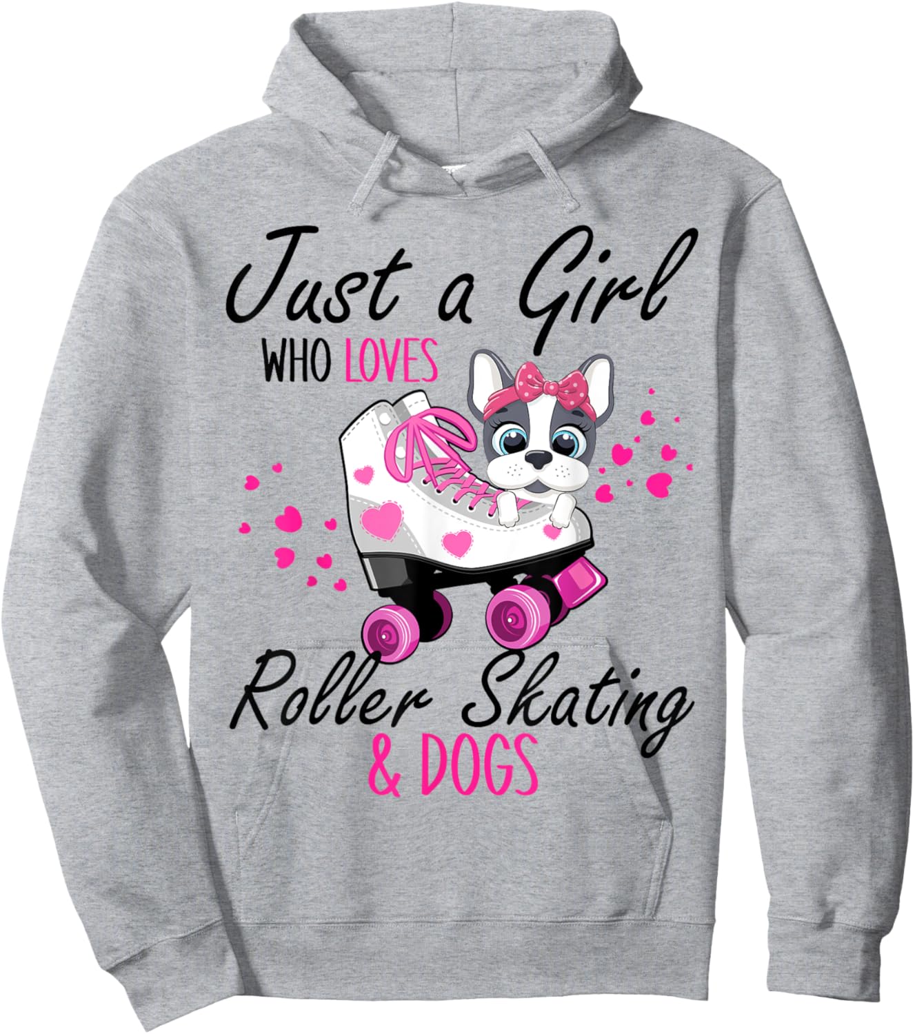 Just A Girl Who Loves Roller Skating & Dogs Roller Skaters Hoodie - Hoodie | Ash